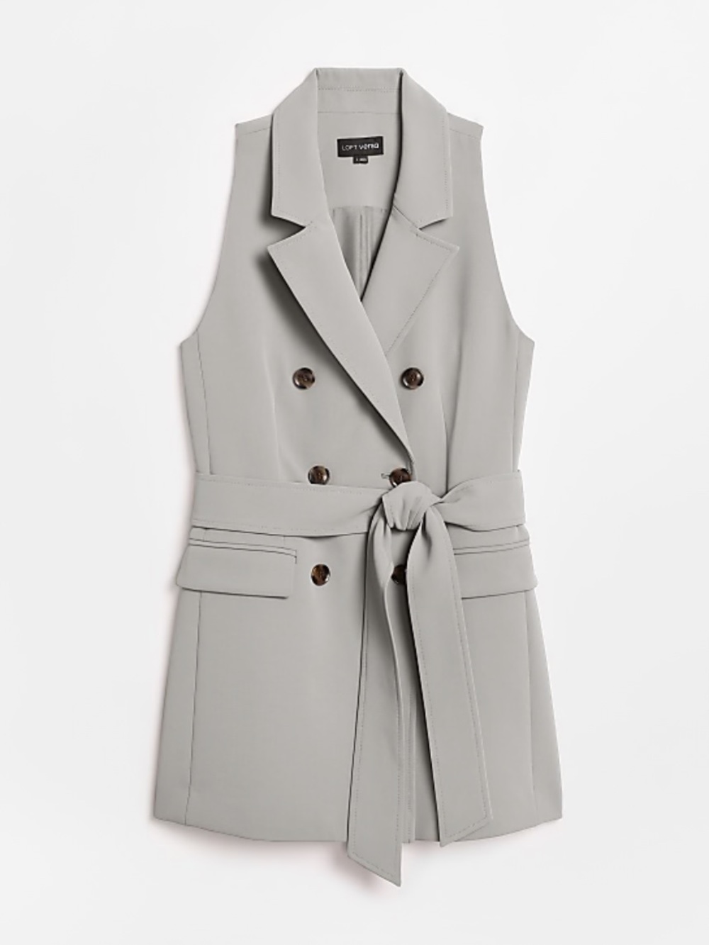LOFT Versa Crepe Drape Double Breasted Pocket Vest